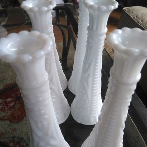 Lot of 6 Vintage Milkglass Bud Vase
